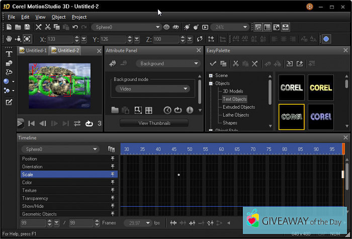import video into corel motion studio 3d