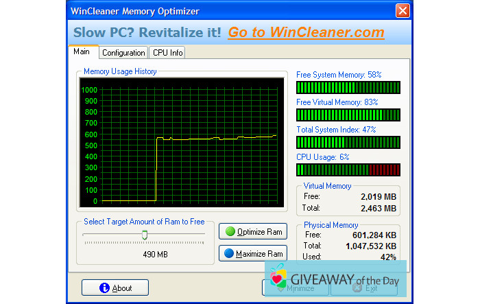 wincleaner memory optimizer for windows 10